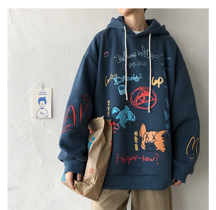 Graffiti Sweatshirt Hooded INS Hip-Hop Hip-Hop Loose Trendy All-Matching Outerwear