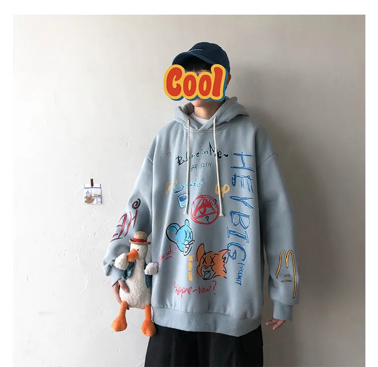 Graffiti Sweatshirt Hooded INS Hip-Hop Hip-Hop Loose Trendy All-Matching Outerwear