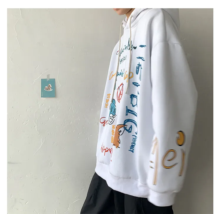 Graffiti Sweatshirt Hooded INS Hip-Hop Hip-Hop Loose Trendy All-Matching Outerwear