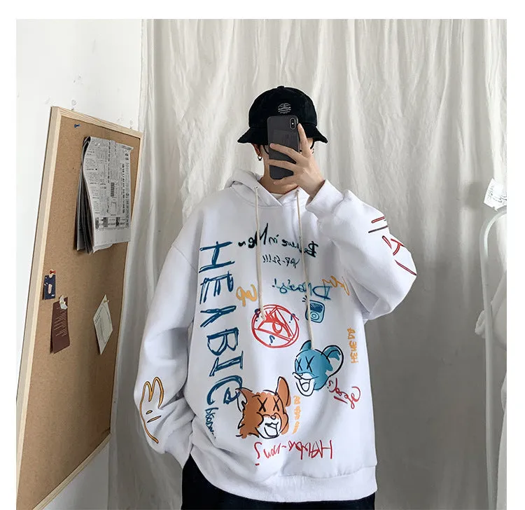 Graffiti Sweatshirt Hooded INS Hip-Hop Hip-Hop Loose Trendy All-Matching Outerwear