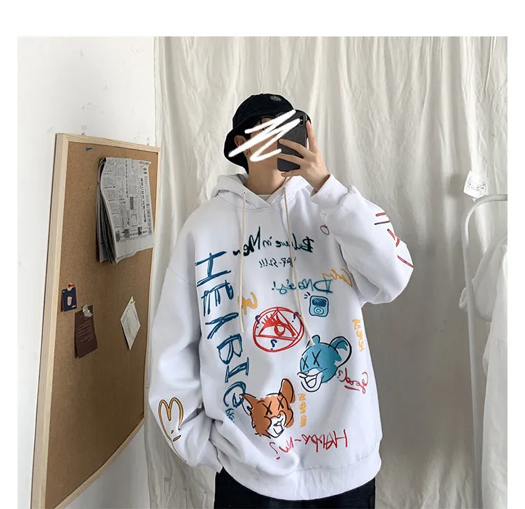 Graffiti Sweatshirt Hooded INS Hip-Hop Hip-Hop Loose Trendy All-Matching Outerwear