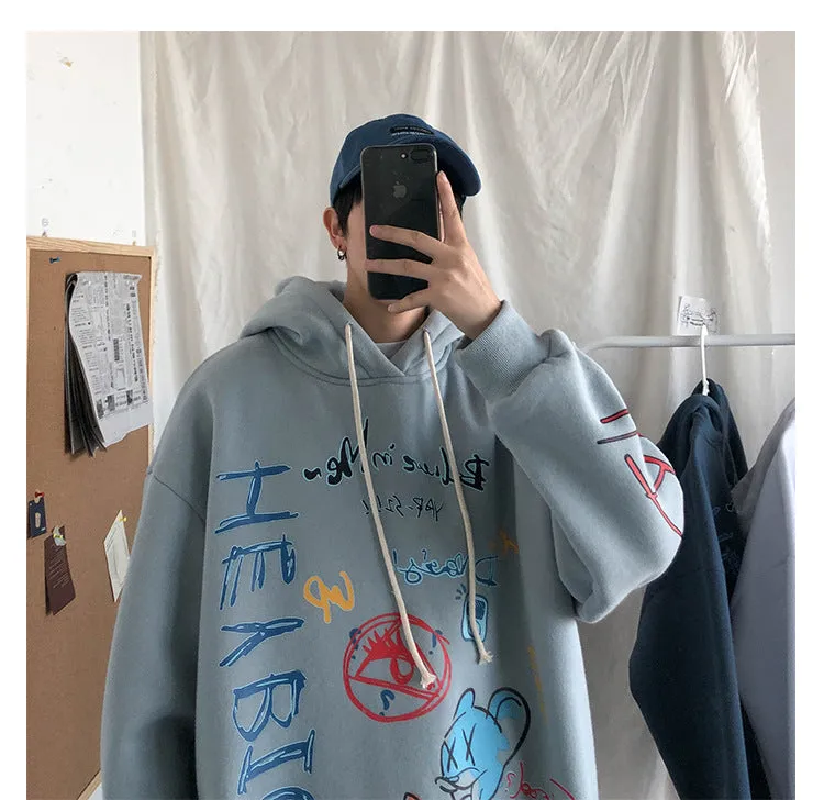Graffiti Sweatshirt Hooded INS Hip-Hop Hip-Hop Loose Trendy All-Matching Outerwear