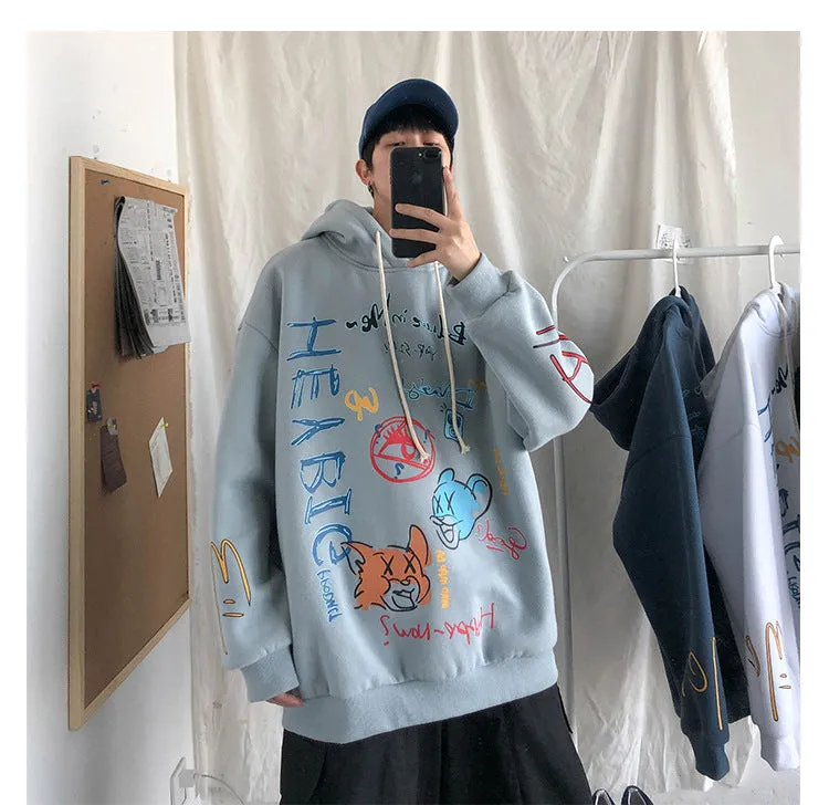 Graffiti Sweatshirt Hooded INS Hip-Hop Hip-Hop Loose Trendy All-Matching Outerwear