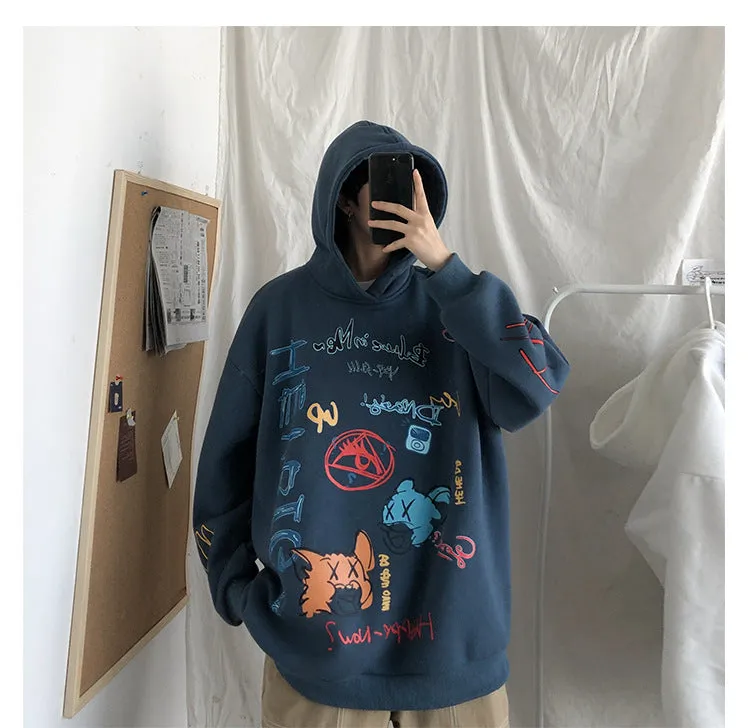 Graffiti Sweatshirt Hooded INS Hip-Hop Hip-Hop Loose Trendy All-Matching Outerwear
