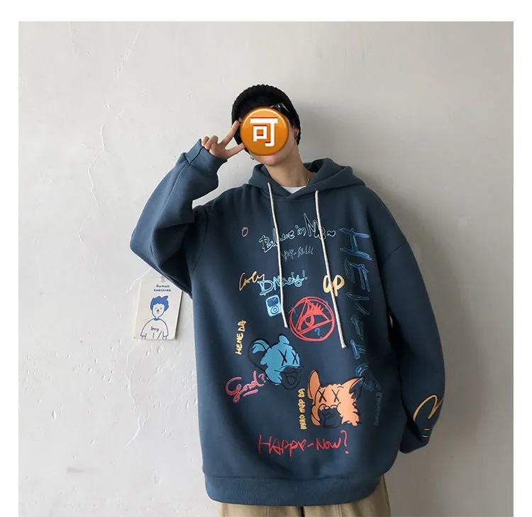 Graffiti Sweatshirt Hooded INS Hip-Hop Hip-Hop Loose Trendy All-Matching Outerwear