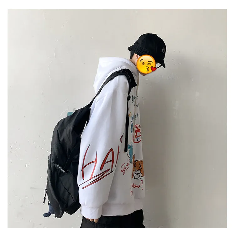 Graffiti Sweatshirt Hooded INS Hip-Hop Hip-Hop Loose Trendy All-Matching Outerwear