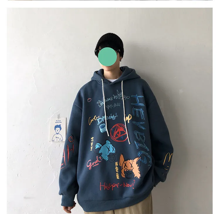 Graffiti Sweatshirt Hooded INS Hip-Hop Hip-Hop Loose Trendy All-Matching Outerwear