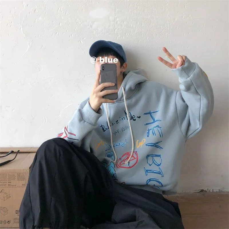 Graffiti Sweatshirt Hooded INS Hip-Hop Hip-Hop Loose Trendy All-Matching Outerwear