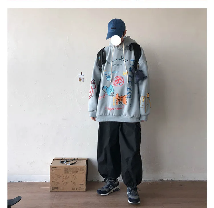 Graffiti Sweatshirt Hooded INS Hip-Hop Hip-Hop Loose Trendy All-Matching Outerwear