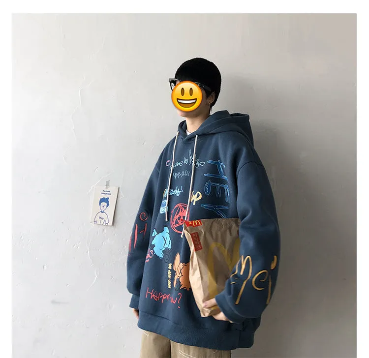 Graffiti Sweatshirt Hooded INS Hip-Hop Hip-Hop Loose Trendy All-Matching Outerwear
