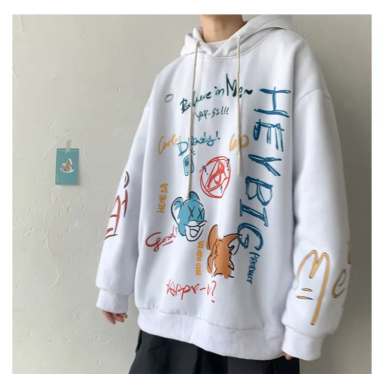 Graffiti Sweatshirt Hooded INS Hip-Hop Hip-Hop Loose Trendy All-Matching Outerwear
