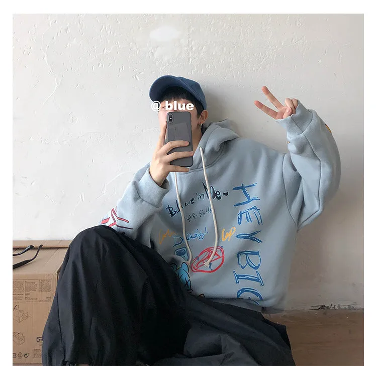 Graffiti Sweatshirt Hooded INS Hip-Hop Hip-Hop Loose Trendy All-Matching Outerwear