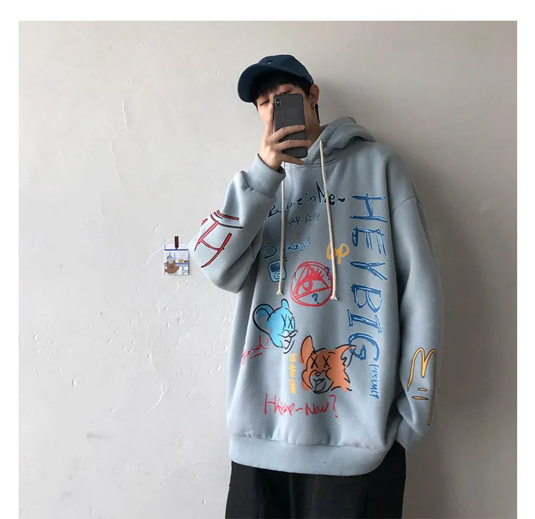 Graffiti Sweatshirt Hooded INS Hip-Hop Hip-Hop Loose Trendy All-Matching Outerwear