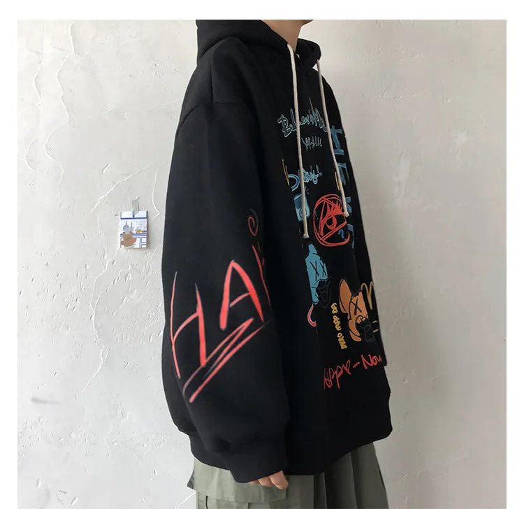 Graffiti Sweatshirt Hooded INS Hip-Hop Hip-Hop Loose Trendy All-Matching Outerwear