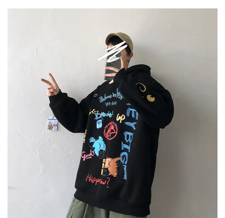 Graffiti Sweatshirt Hooded INS Hip-Hop Hip-Hop Loose Trendy All-Matching Outerwear