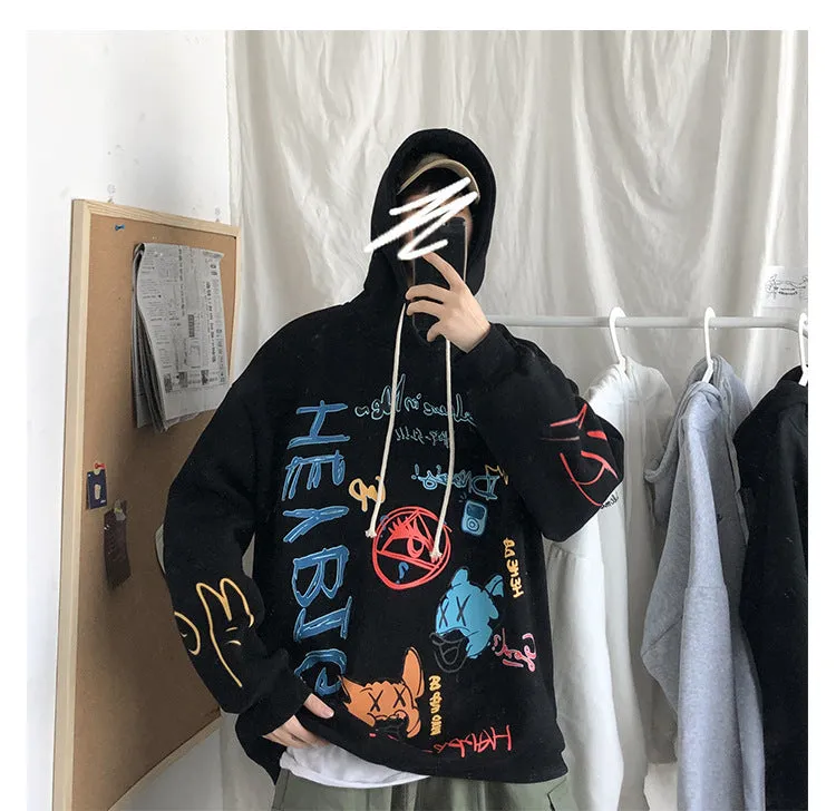 Graffiti Sweatshirt Hooded INS Hip-Hop Hip-Hop Loose Trendy All-Matching Outerwear