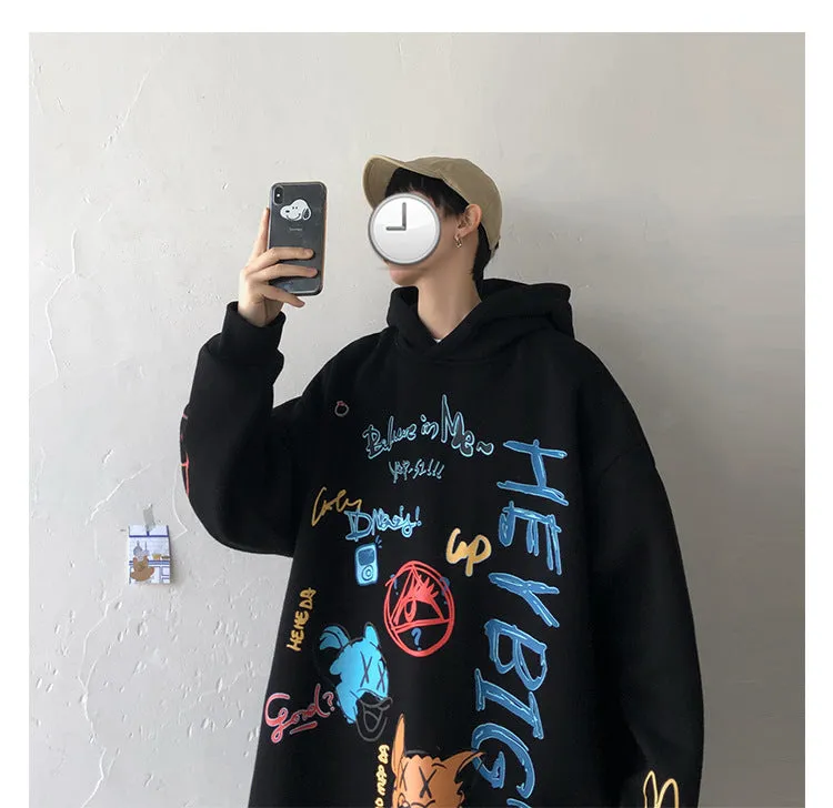 Graffiti Sweatshirt Hooded INS Hip-Hop Hip-Hop Loose Trendy All-Matching Outerwear