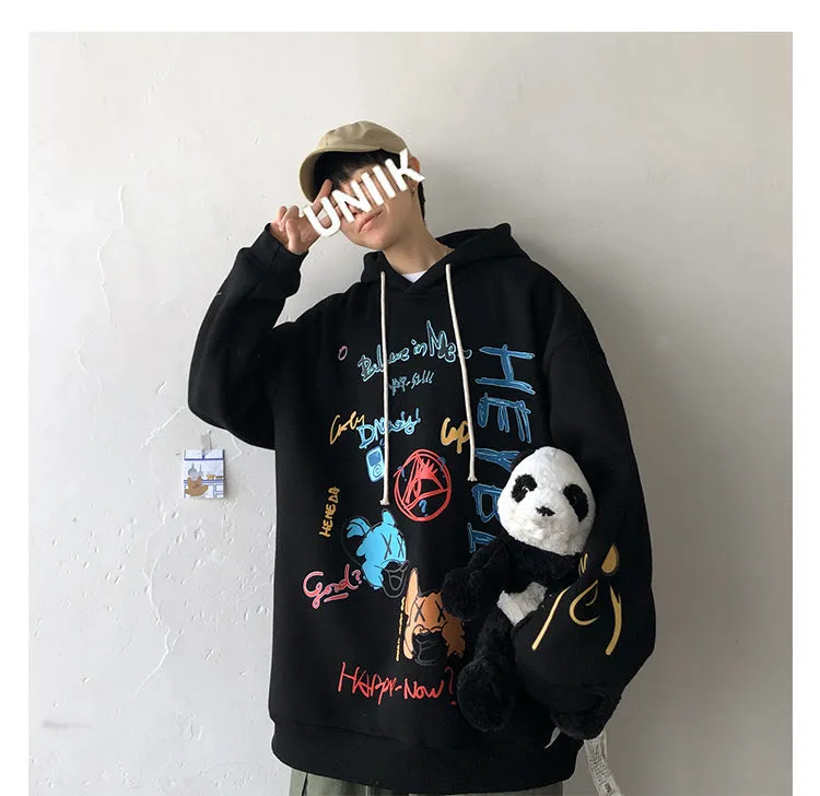 Graffiti Sweatshirt Hooded INS Hip-Hop Hip-Hop Loose Trendy All-Matching Outerwear