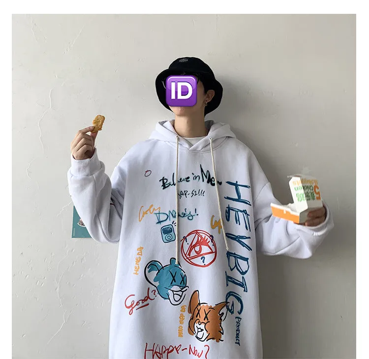 Graffiti Sweatshirt Hooded INS Hip-Hop Hip-Hop Loose Trendy All-Matching Outerwear