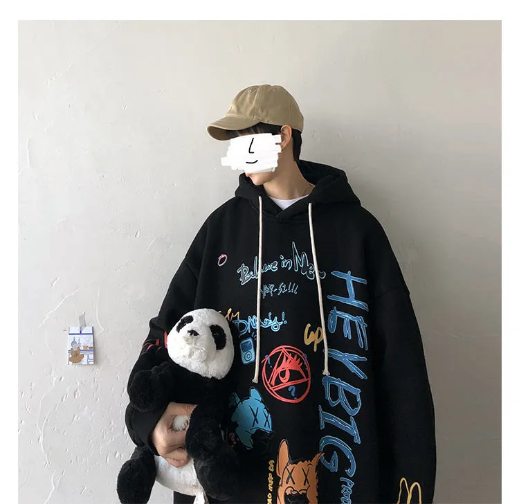 Graffiti Sweatshirt Hooded INS Hip-Hop Hip-Hop Loose Trendy All-Matching Outerwear
