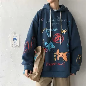 Graffiti Sweatshirt Hooded INS Hip-Hop Hip-Hop Loose Trendy All-Matching Outerwear