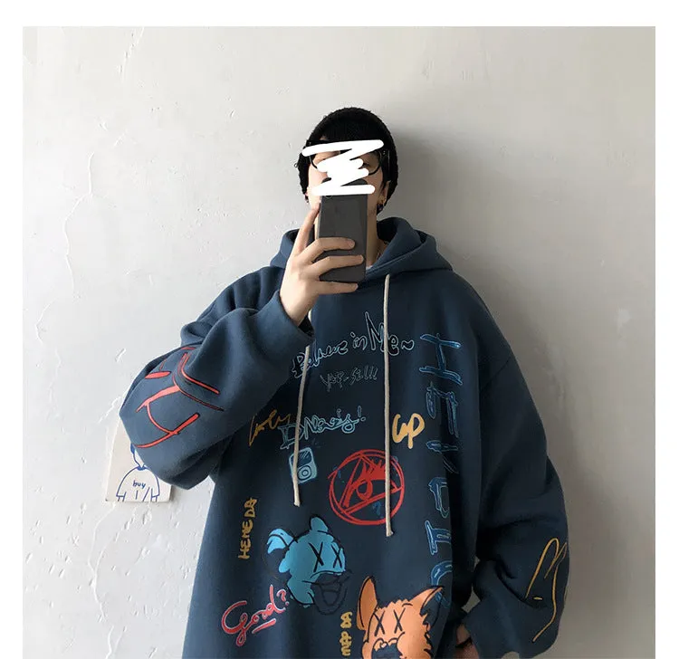 Graffiti Sweatshirt Hooded INS Hip-Hop Hip-Hop Loose Trendy All-Matching Outerwear