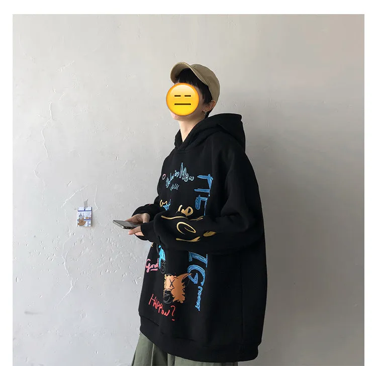Graffiti Sweatshirt Hooded INS Hip-Hop Hip-Hop Loose Trendy All-Matching Outerwear