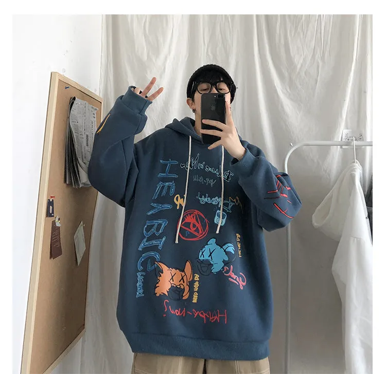 Graffiti Sweatshirt Hooded INS Hip-Hop Hip-Hop Loose Trendy All-Matching Outerwear