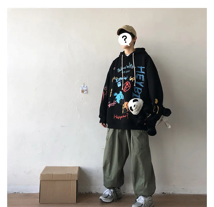Graffiti Sweatshirt Hooded INS Hip-Hop Hip-Hop Loose Trendy All-Matching Outerwear
