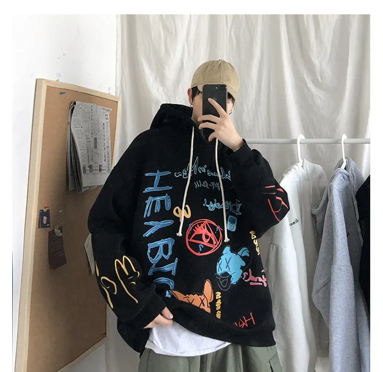 Graffiti Sweatshirt Hooded INS Hip-Hop Hip-Hop Loose Trendy All-Matching Outerwear