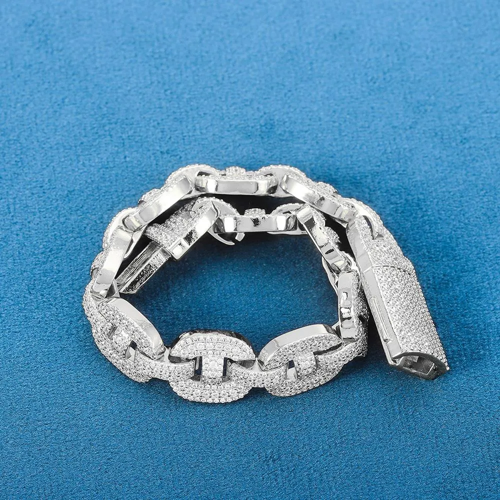 H Shape High Quality 5A Zirconia Cuban Bracelet Chain Men