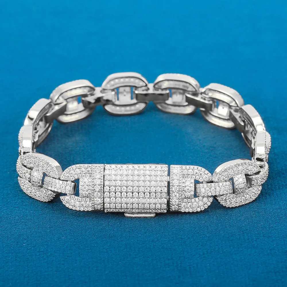 H Shape High Quality 5A Zirconia Cuban Bracelet Chain Men