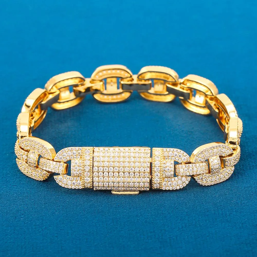 H Shape High Quality 5A Zirconia Cuban Bracelet Chain Men
