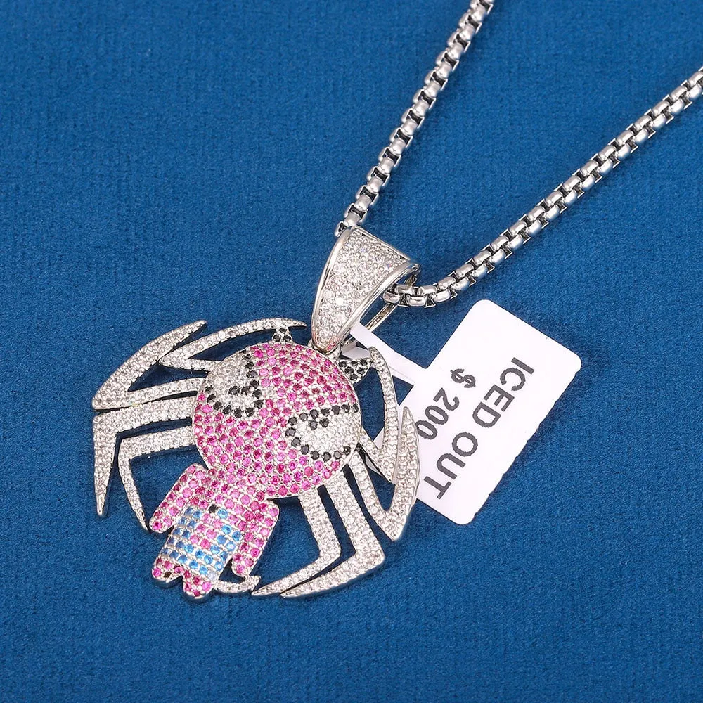 Heart  5A Zircon Two Tone Color Badge Charm Necklaces