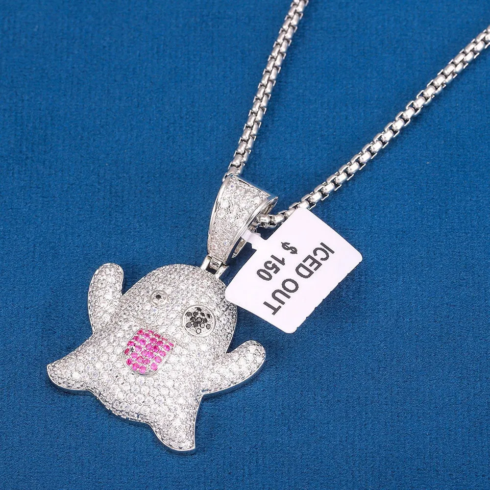 Heart  5A Zircon Two Tone Color Badge Charm Necklaces