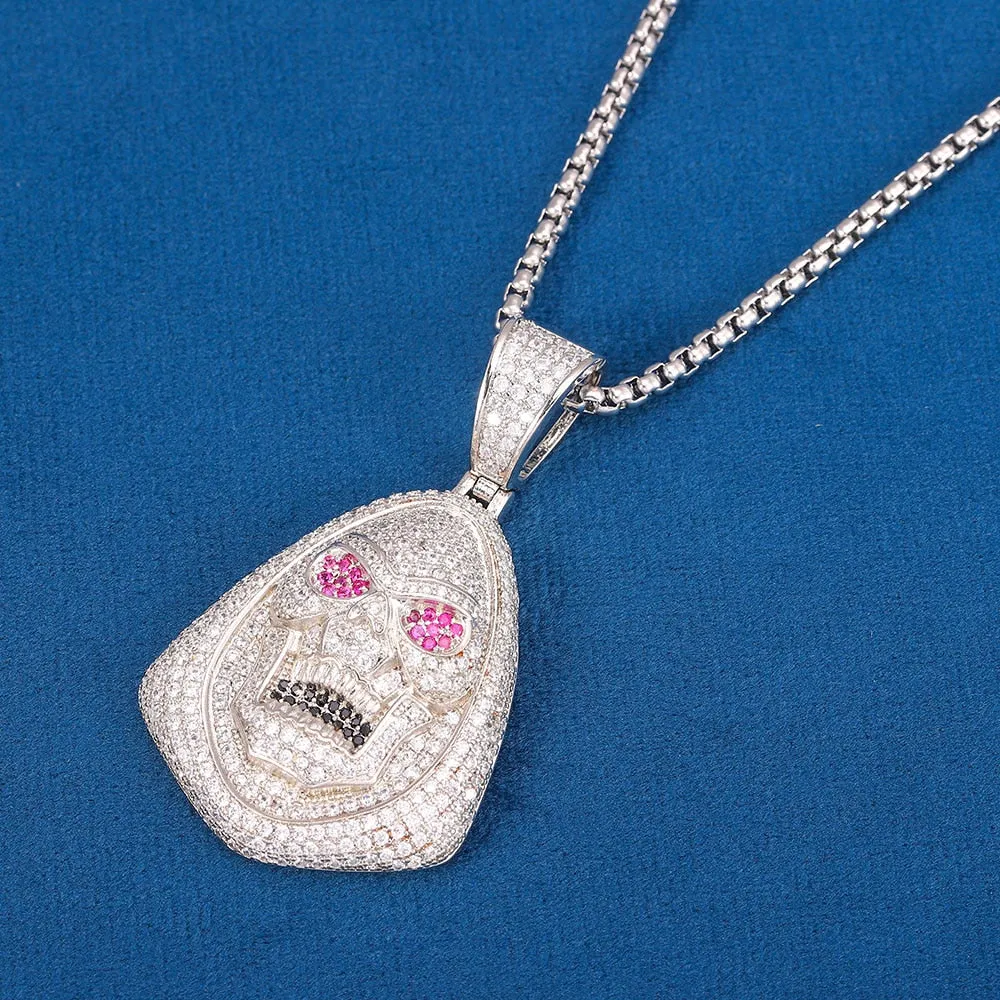 Heart  5A Zircon Two Tone Color Badge Charm Necklaces