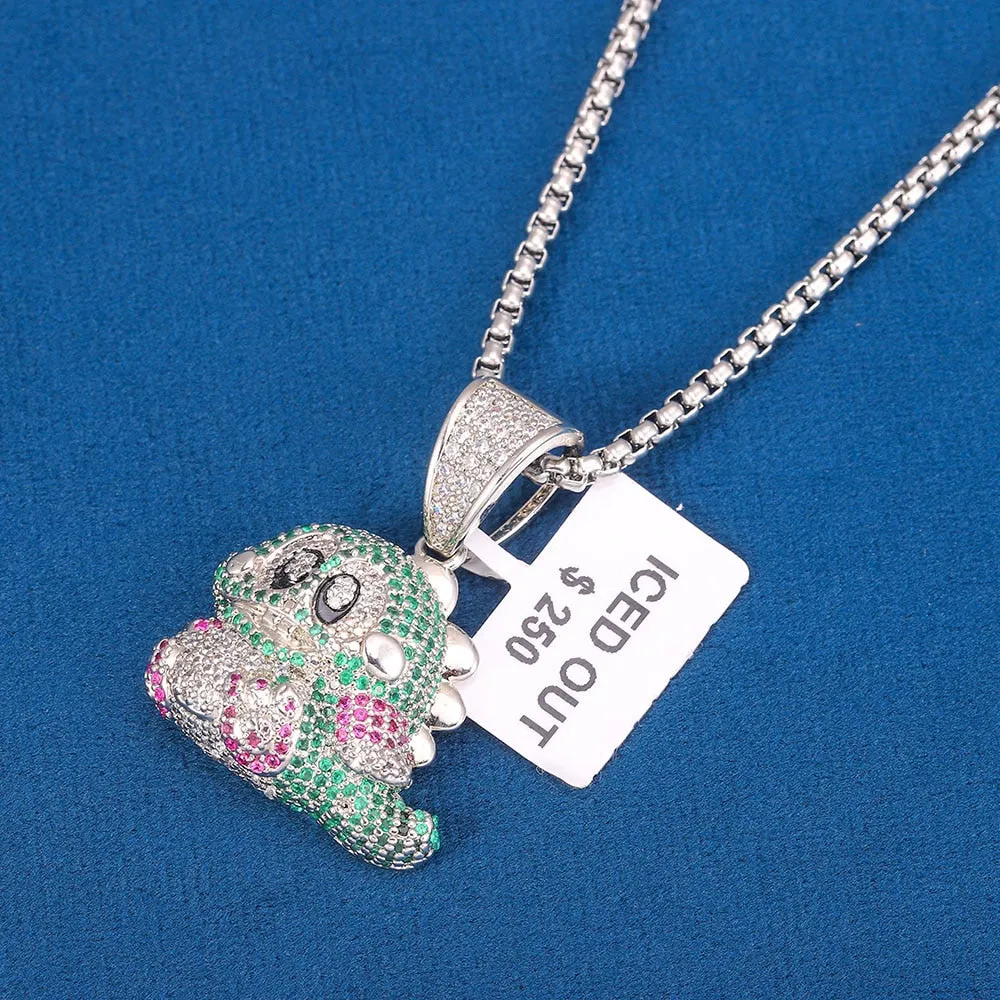 Heart  5A Zircon Two Tone Color Badge Charm Necklaces