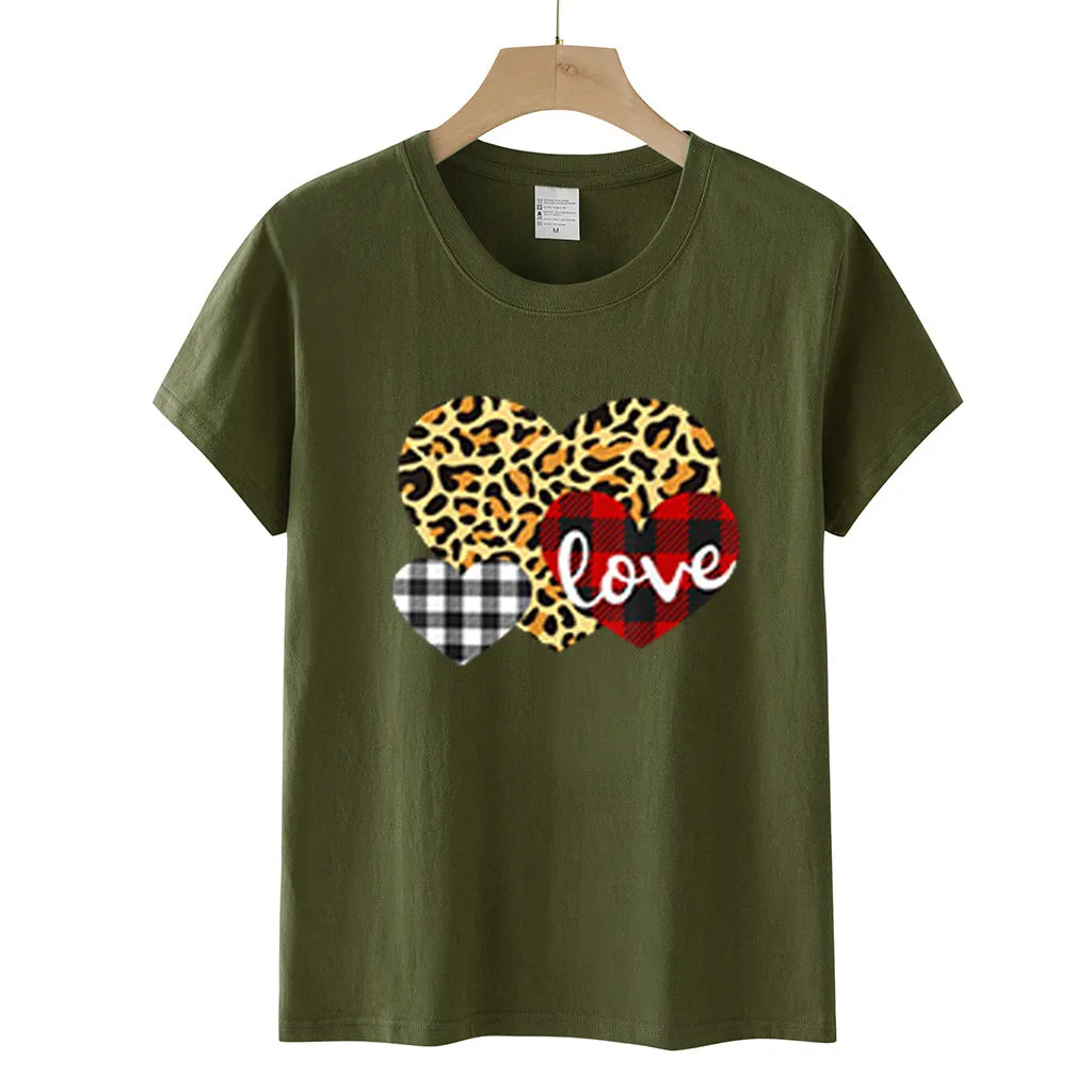 Heart Printed Wholesale T Shirts Short Sleeve Valentine'S Day