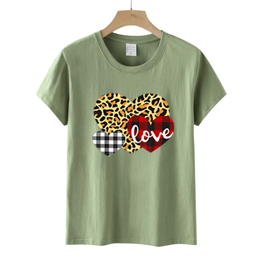 Heart Printed Wholesale T Shirts Short Sleeve Valentine'S Day