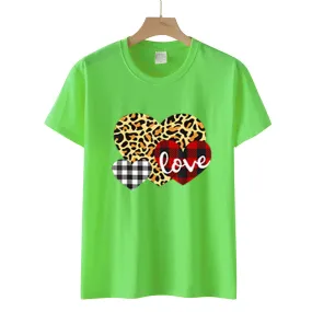 Heart Printed Wholesale T Shirts Short Sleeve Valentine'S Day