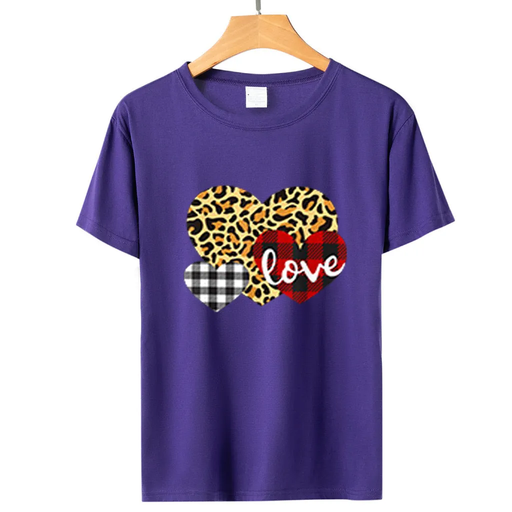 Heart Printed Wholesale T Shirts Short Sleeve Valentine'S Day