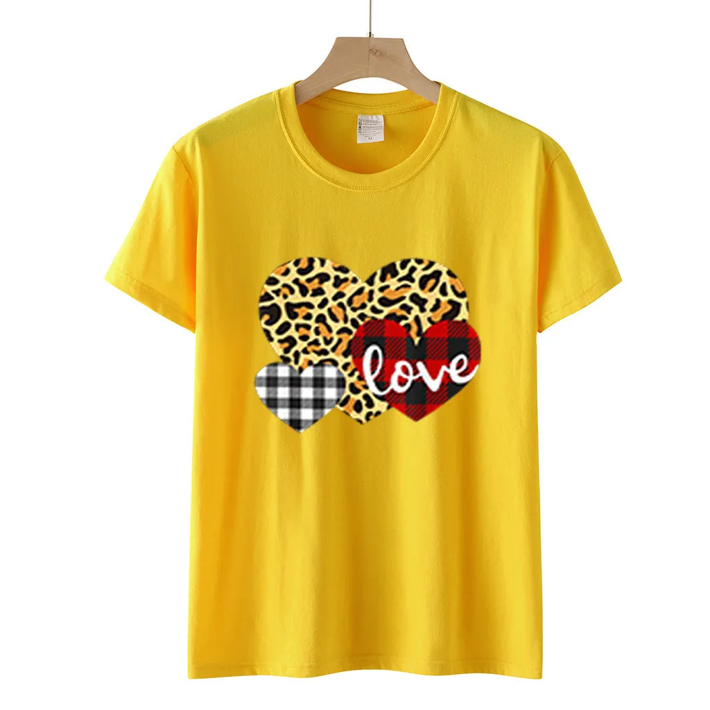 Heart Printed Wholesale T Shirts Short Sleeve Valentine'S Day