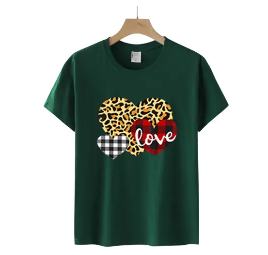 Heart Printed Wholesale T Shirts Short Sleeve Valentine'S Day