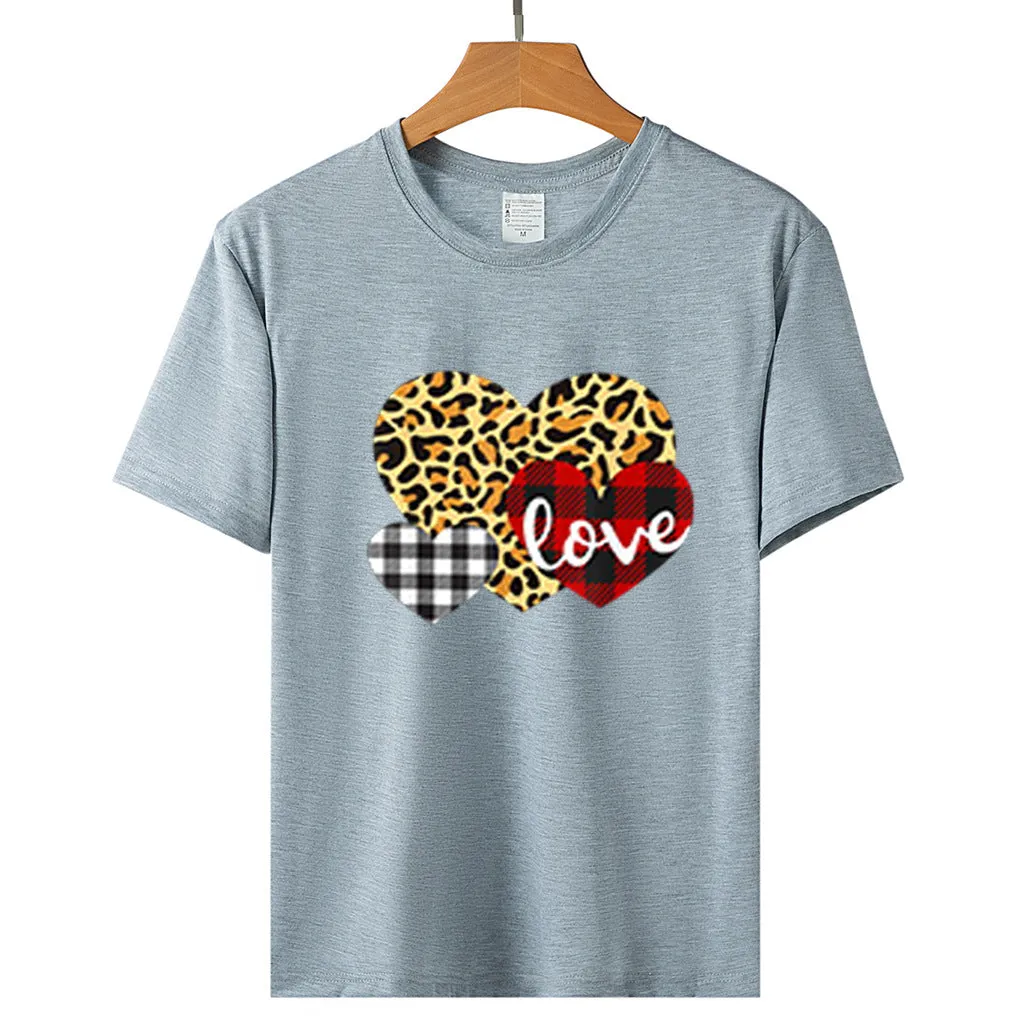 Heart Printed Wholesale T Shirts Short Sleeve Valentine'S Day
