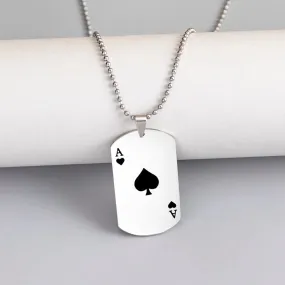 Hip Hop Fashion Stainless Steel Necklace Personality Black White Heart A Poker Pendant Necklace For Trendy Men Women