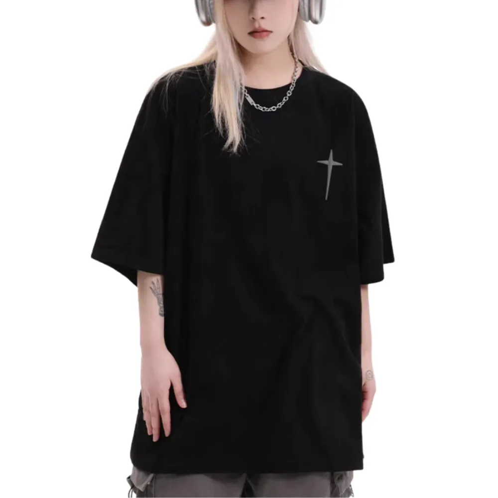 “Hip Hop Letter Embroidery Suede” T-shirt
