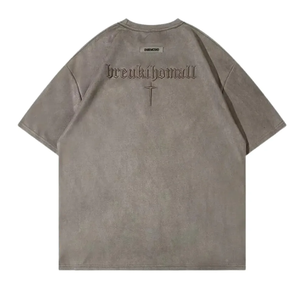 “Hip Hop Letter Embroidery Suede” T-shirt
