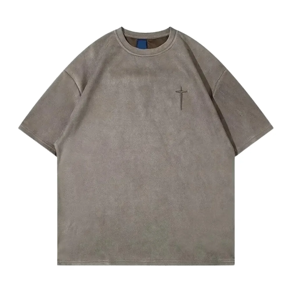 “Hip Hop Letter Embroidery Suede” T-shirt