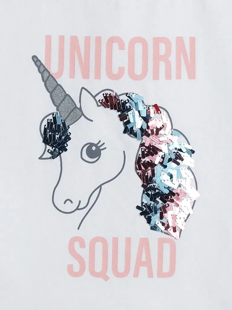 HOP Kids White Unicorn Print Top