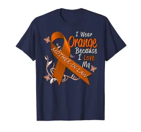 I Wear Orange Mother In Law Leukemia Cancer Awareness Shirt